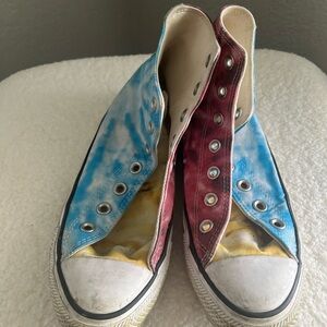 Converse Tie-Dye Canvas High-Top Sneakers - Blue, Yellow & Burgundy
